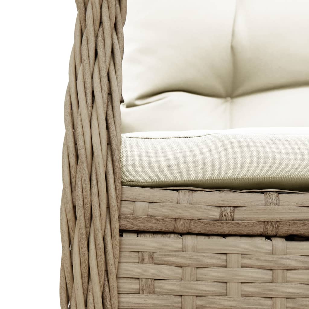 Ensemble à manger de jardin et coussins 3 pcs Beige poly rotin