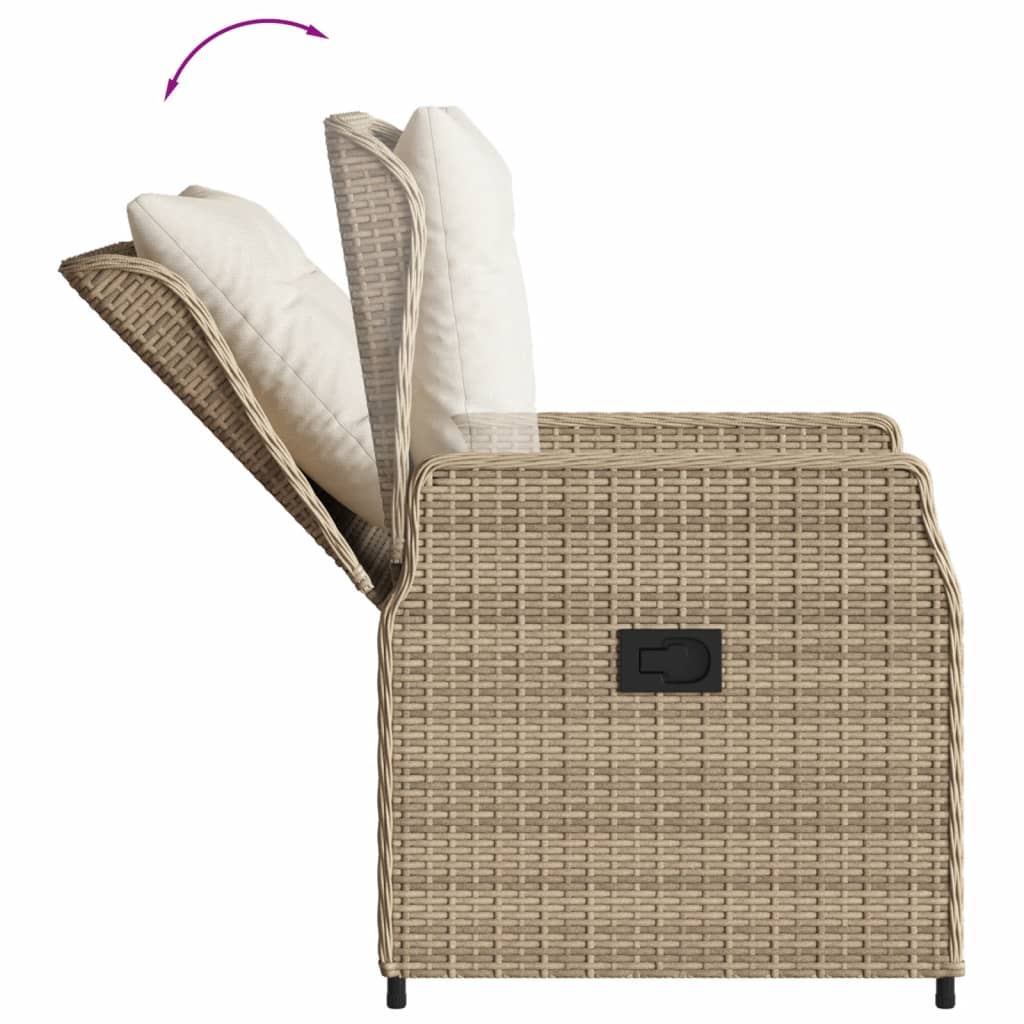 Ensemble à manger de jardin avec coussins 5pcs Beige poly rotin
