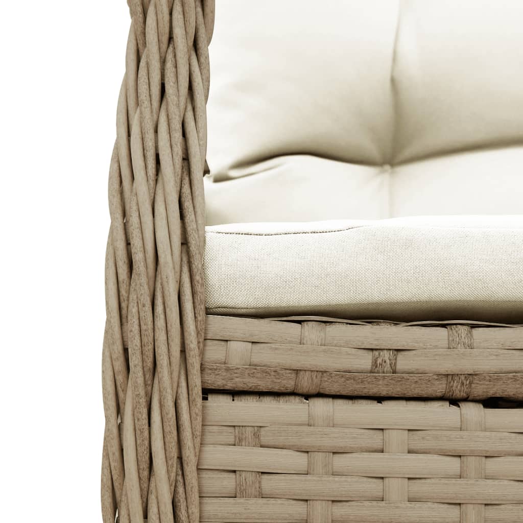 Ensemble à manger de jardin avec coussins 5pcs Beige poly rotin