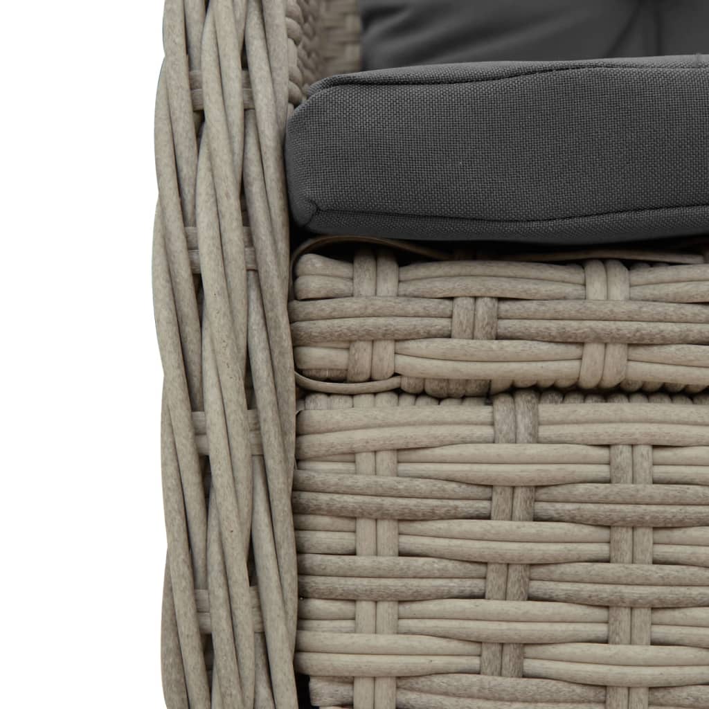 Ensemble à manger de jardin 3pcs coussins gris clair poly rotin