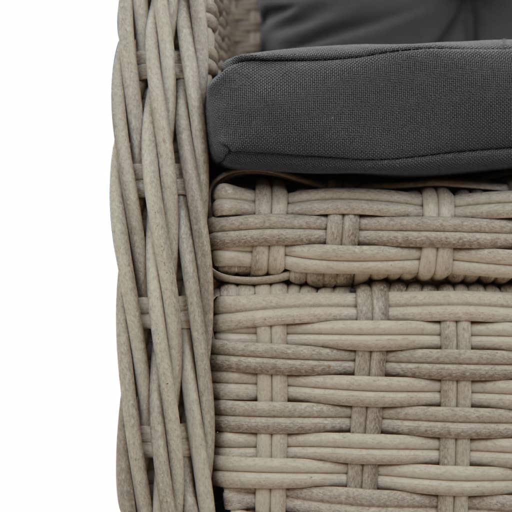 Ensemble à manger de jardin et coussins 5 pcs gris clair rotin