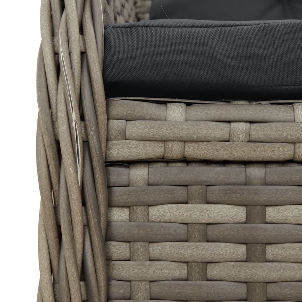Ensemble à manger de jardin 3 pcs coussins gris résine tressée