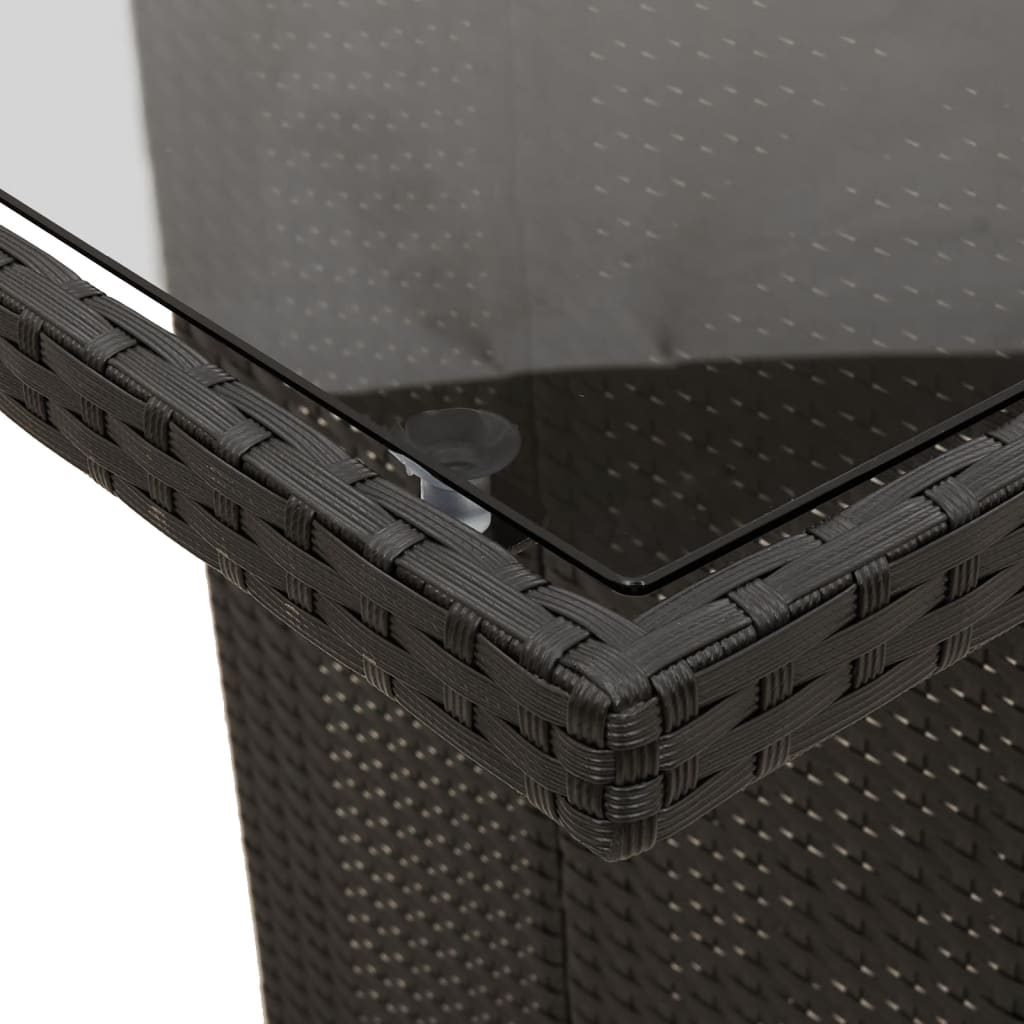 Ensemble à manger de jardin coussins 7pcs Noir Résine tressée