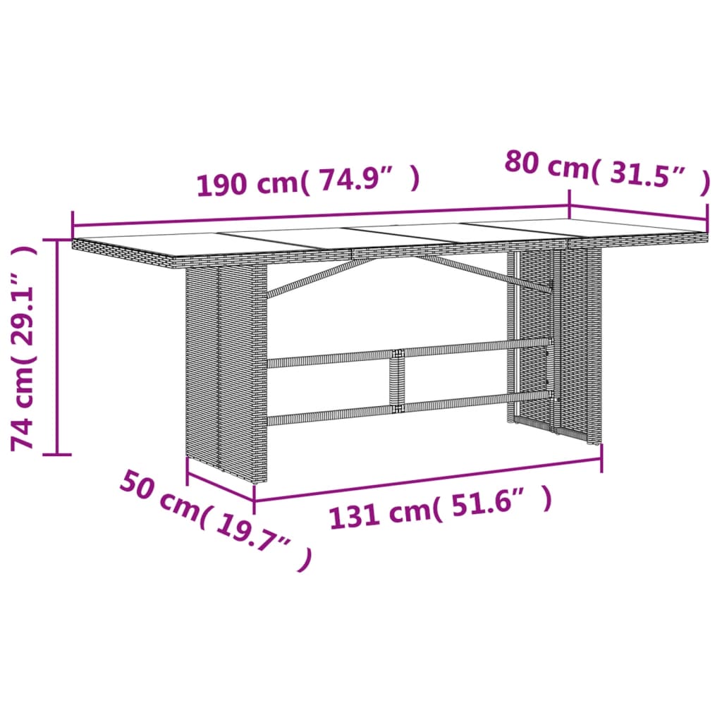 Ensemble à manger de jardin et coussins 7 pcs gris rotin