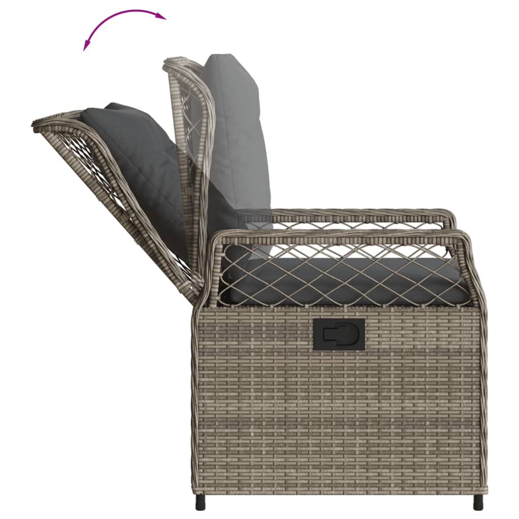 Ensemble à manger de jardin 9 pcs coussins gris résine tressée