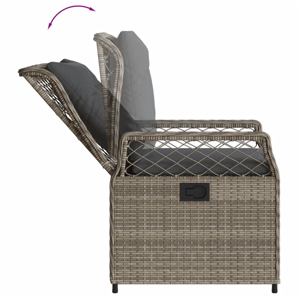 Ensemble à manger de jardin et coussins 7 pcs gris rotin
