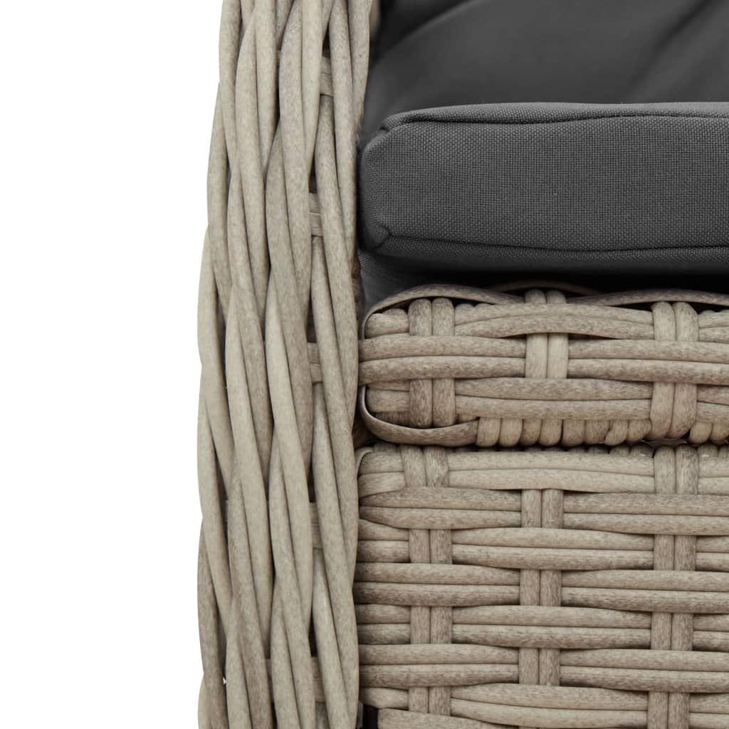 Ensemble à manger de jardin et coussins 7 pcs gris clair rotin