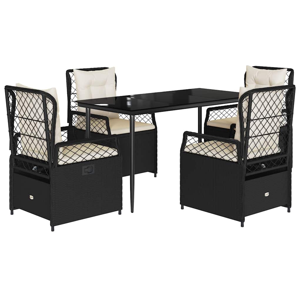 Ensemble à manger de jardin coussins 5pcs Noir Résine tressée