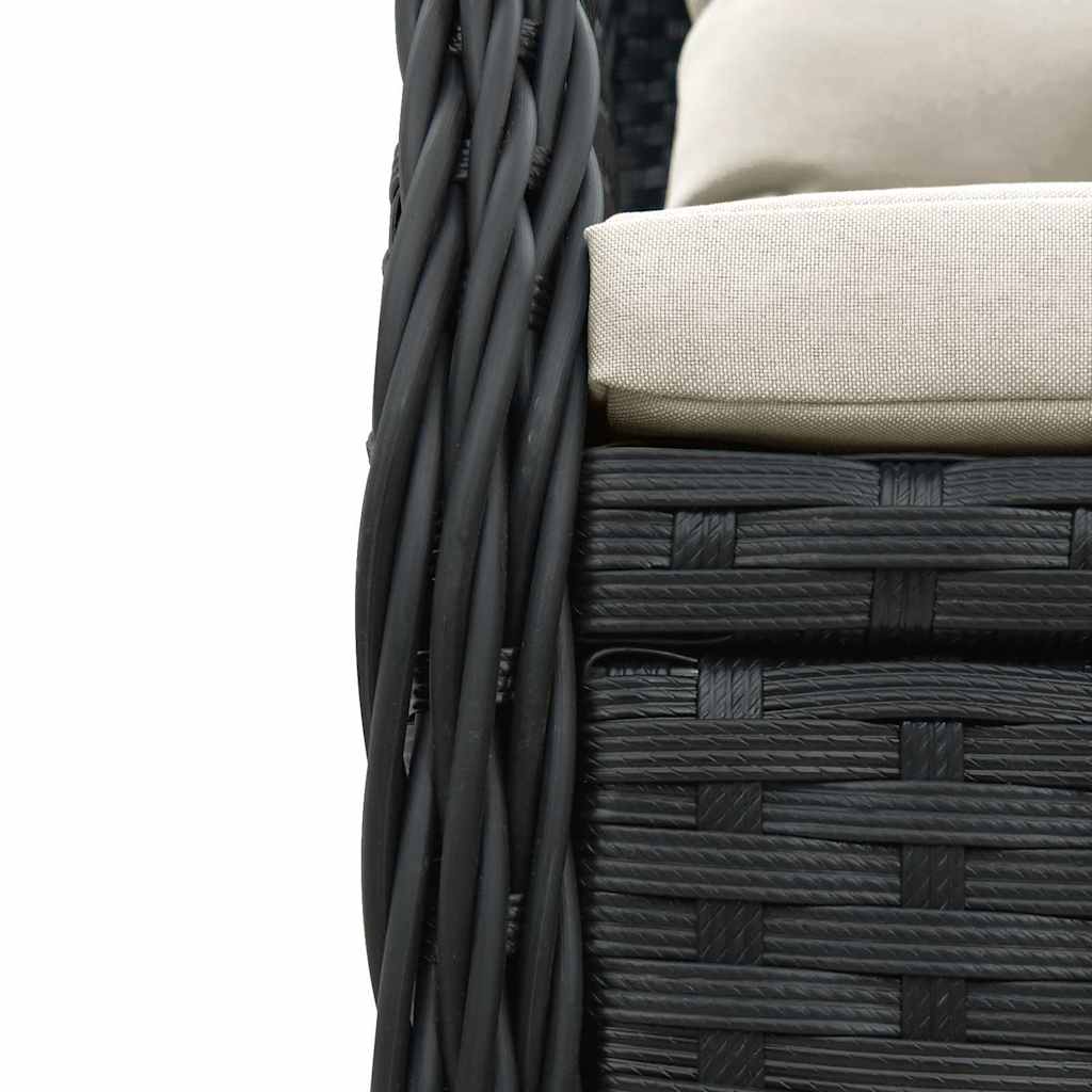 Ensemble à manger de jardin coussins 7pcs Noir Résine tressée