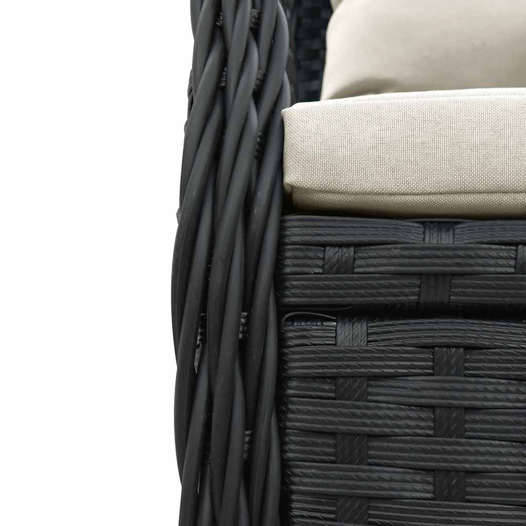 Ensemble à manger de jardin coussins 7pcs Noir Résine tressée