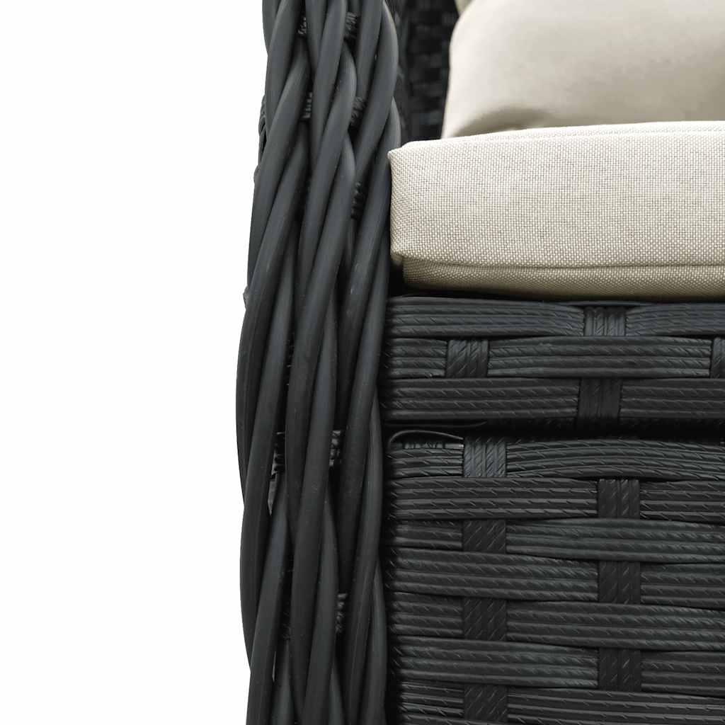 Ensemble à manger de jardin coussins 7pcs Noir Résine tressée