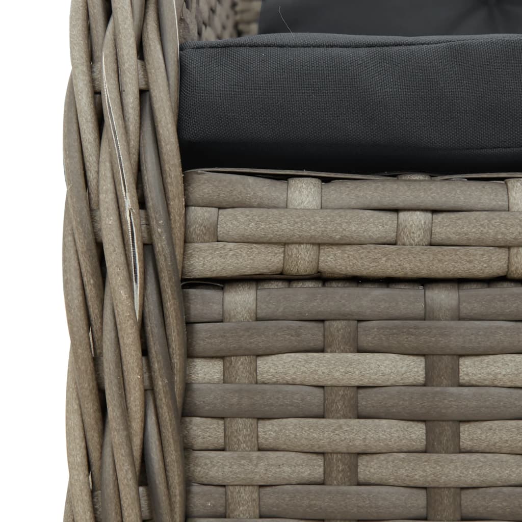 Ensemble à manger de jardin et coussins 7 pcs gris rotin