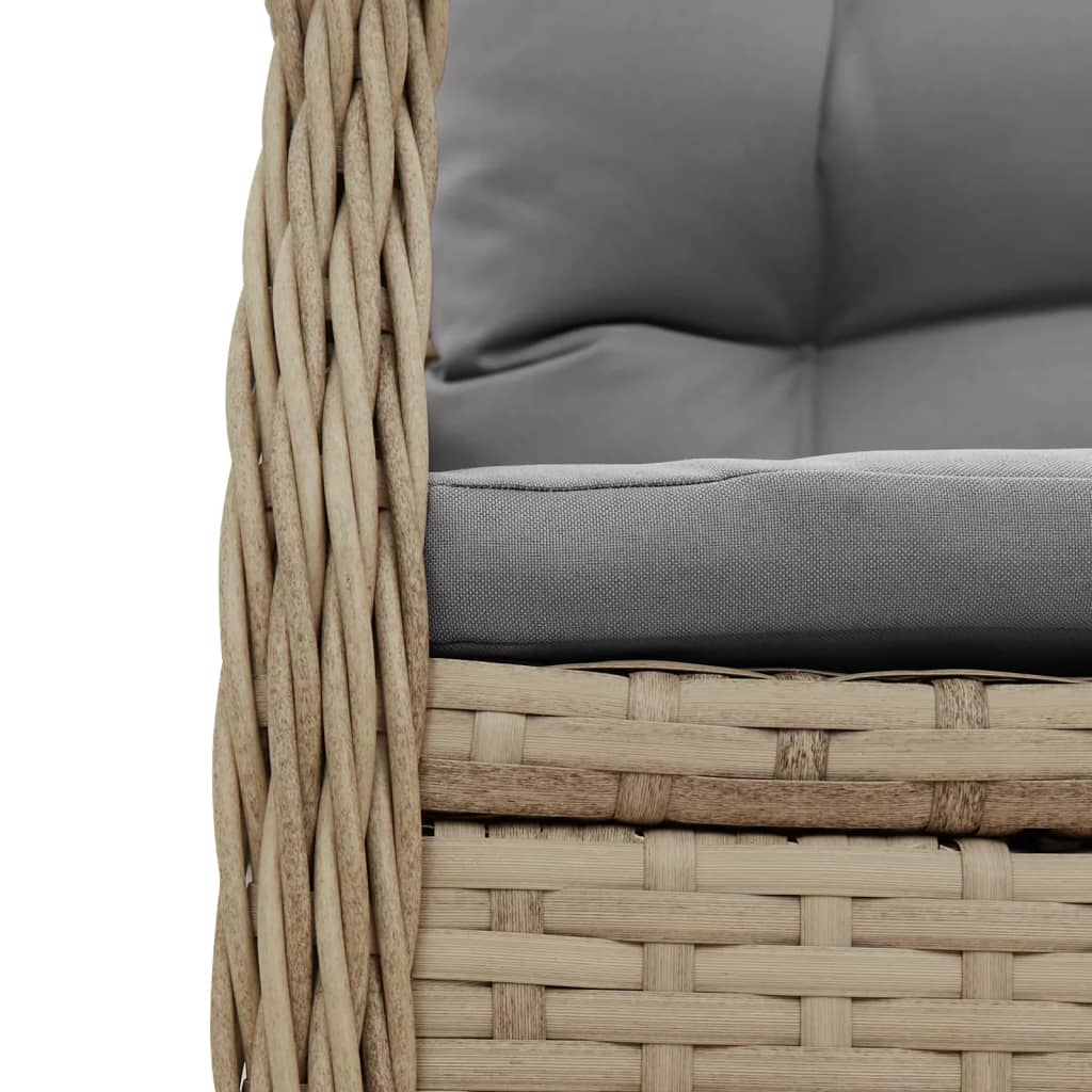 Ensemble à manger de jardin avec coussins 5pcs Beige poly rotin
