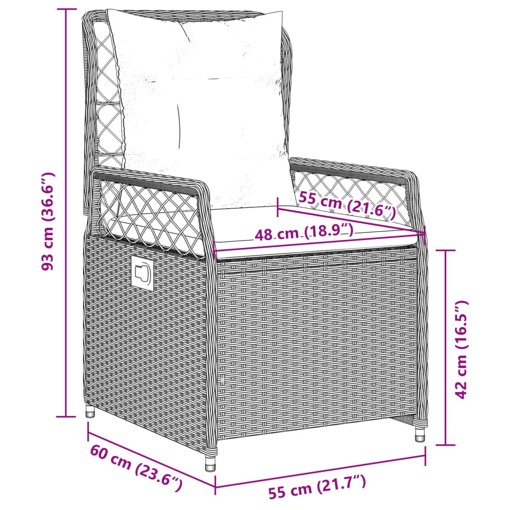 Ensemble à manger de jardin avec coussins 5pcs Beige poly rotin