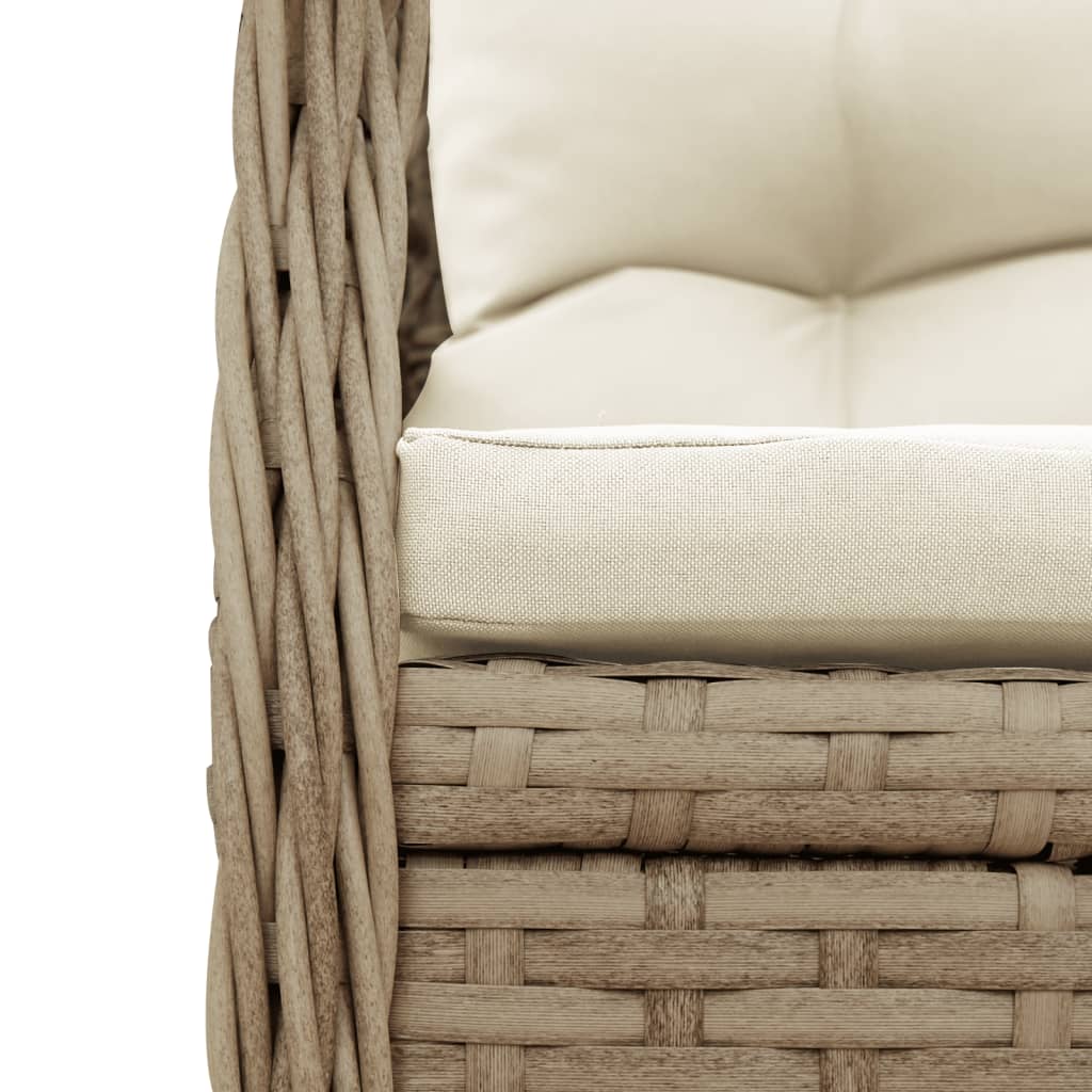 Ensemble à manger de jardin avec coussins 5pcs Beige poly rotin