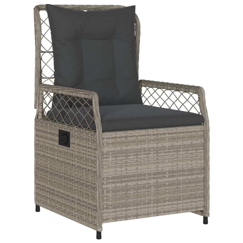 Ensemble à manger de jardin 3pcs coussins gris clair poly rotin