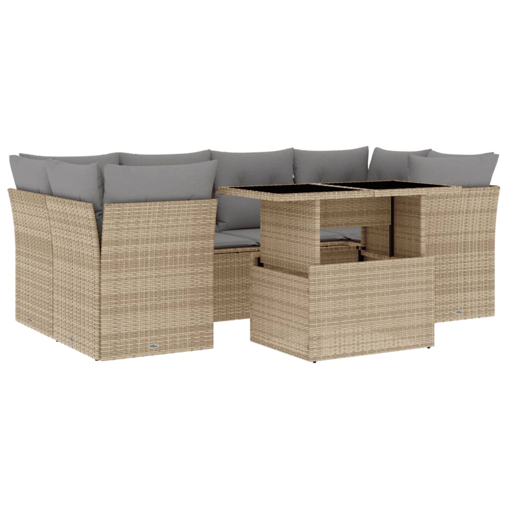Salon de jardin avec coussins 7 pcs beige résine tressée Salons de jardin vidaXL