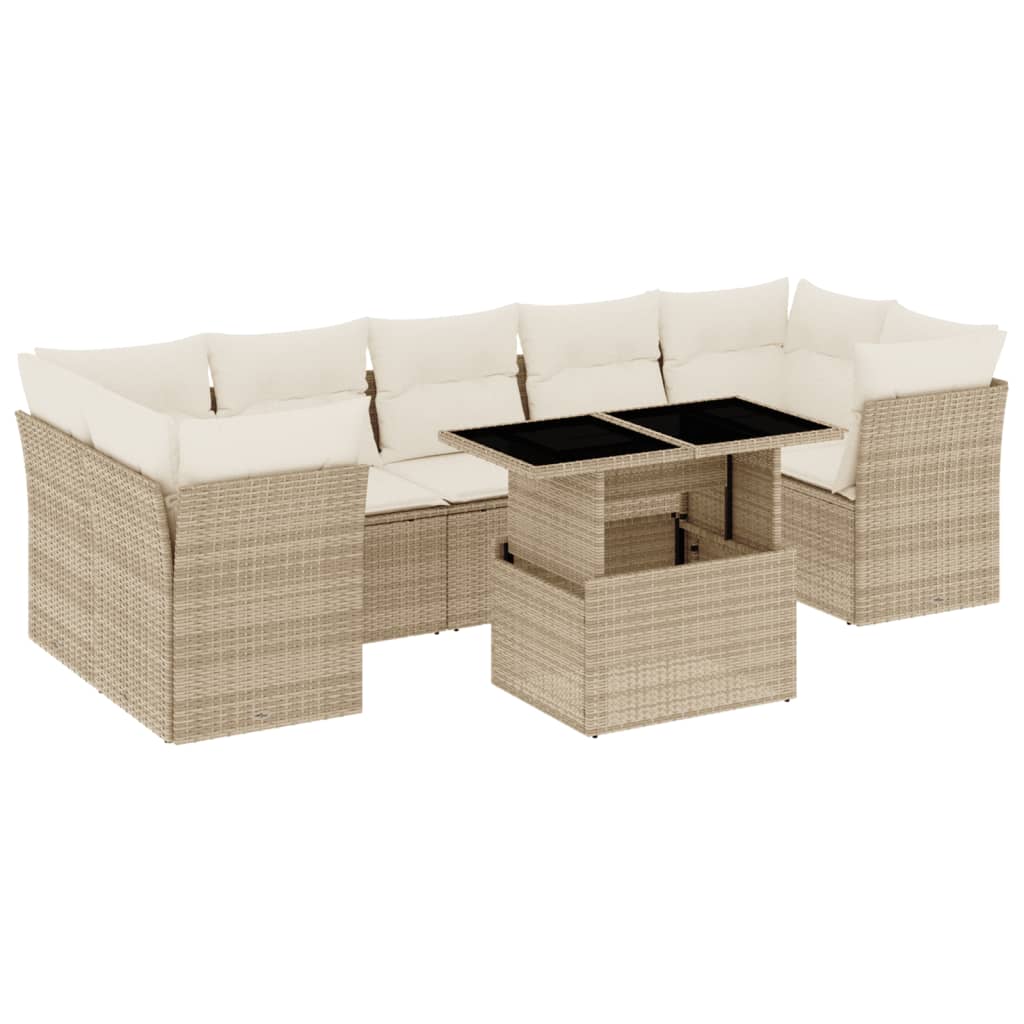 Salon de jardin avec coussins 8 pcs beige résine tressée Salons de jardin vidaXL
