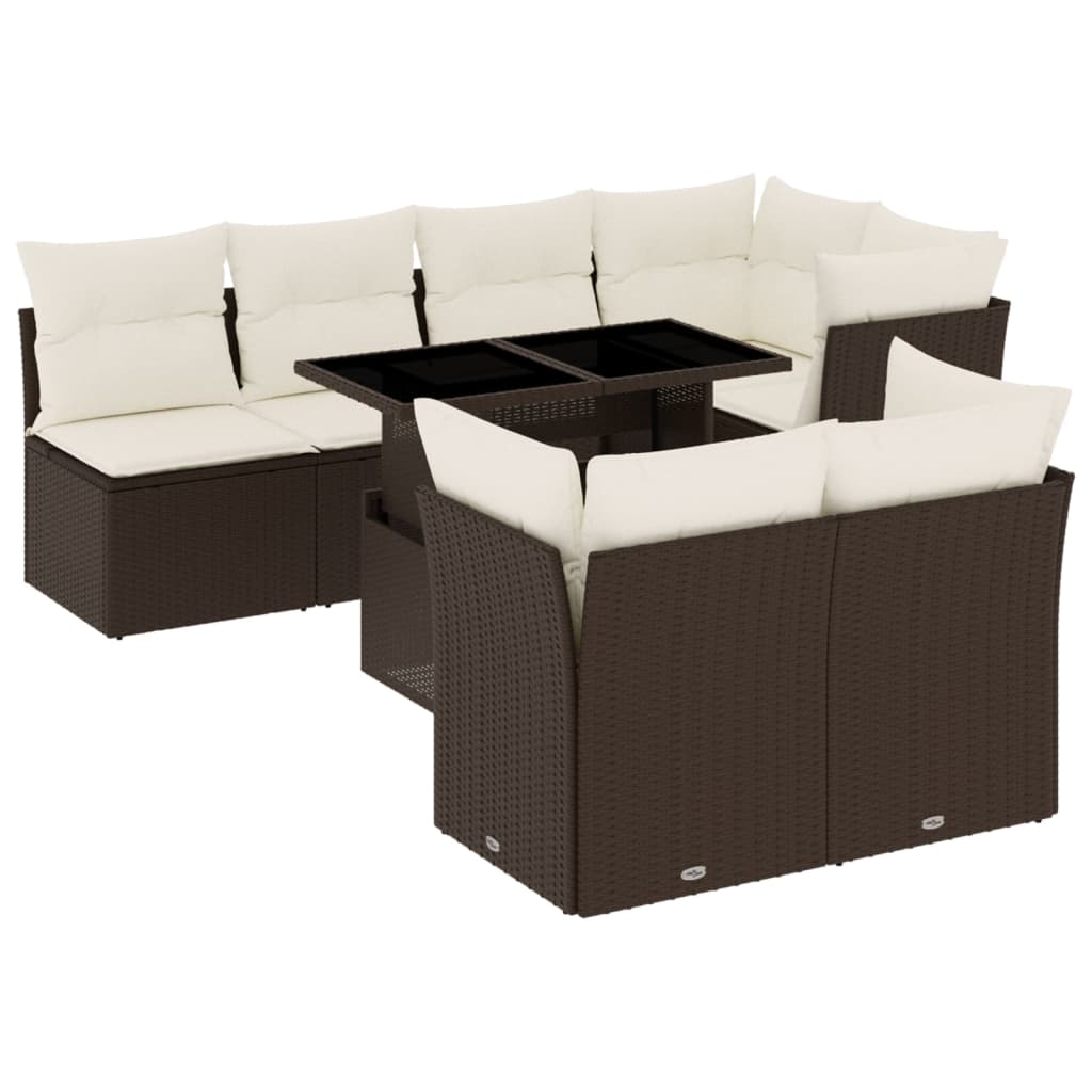 Salon de jardin 8 pcs avec coussins marron résine tressée Salons de jardin vidaXL