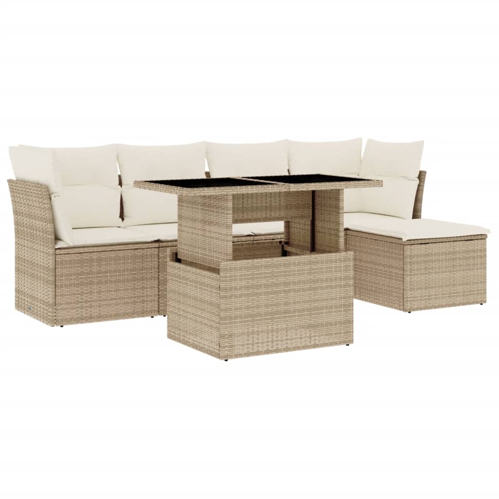 Salon de jardin avec coussins 6 pcs beige résine tressée Salons de jardin vidaXL