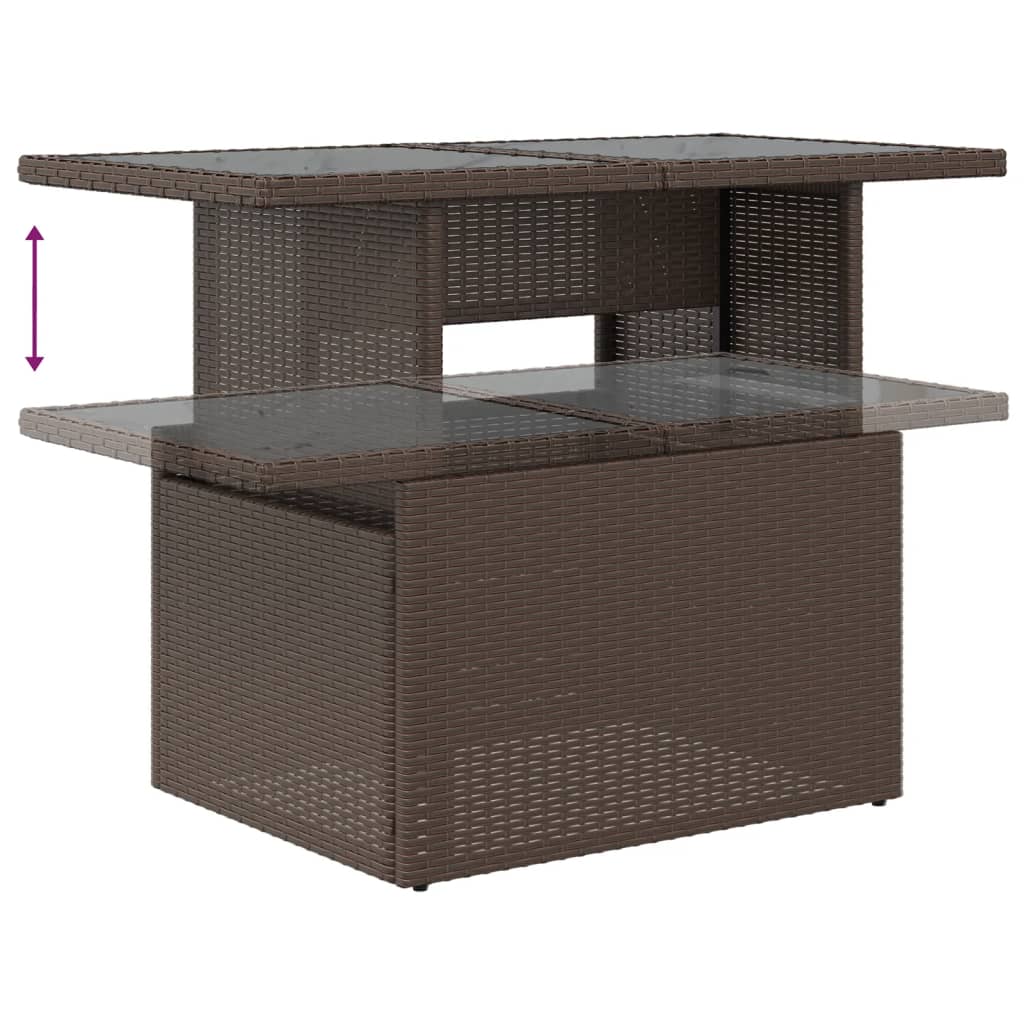 Ensemble de canapé de jardin 5 pcs avec coussins marron résine tressée