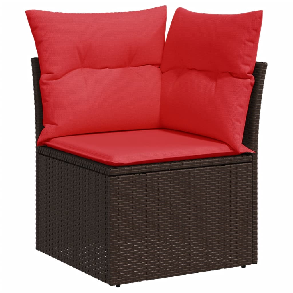 Ensemble de canapé de jardin 6 pcs avec coussins marron résine tressée