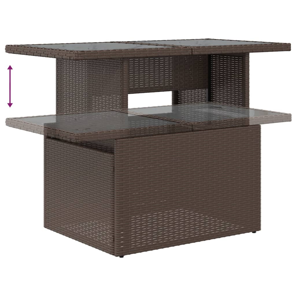 Ensemble de canapé de jardin 7 pcs avec coussins marron résine tressée