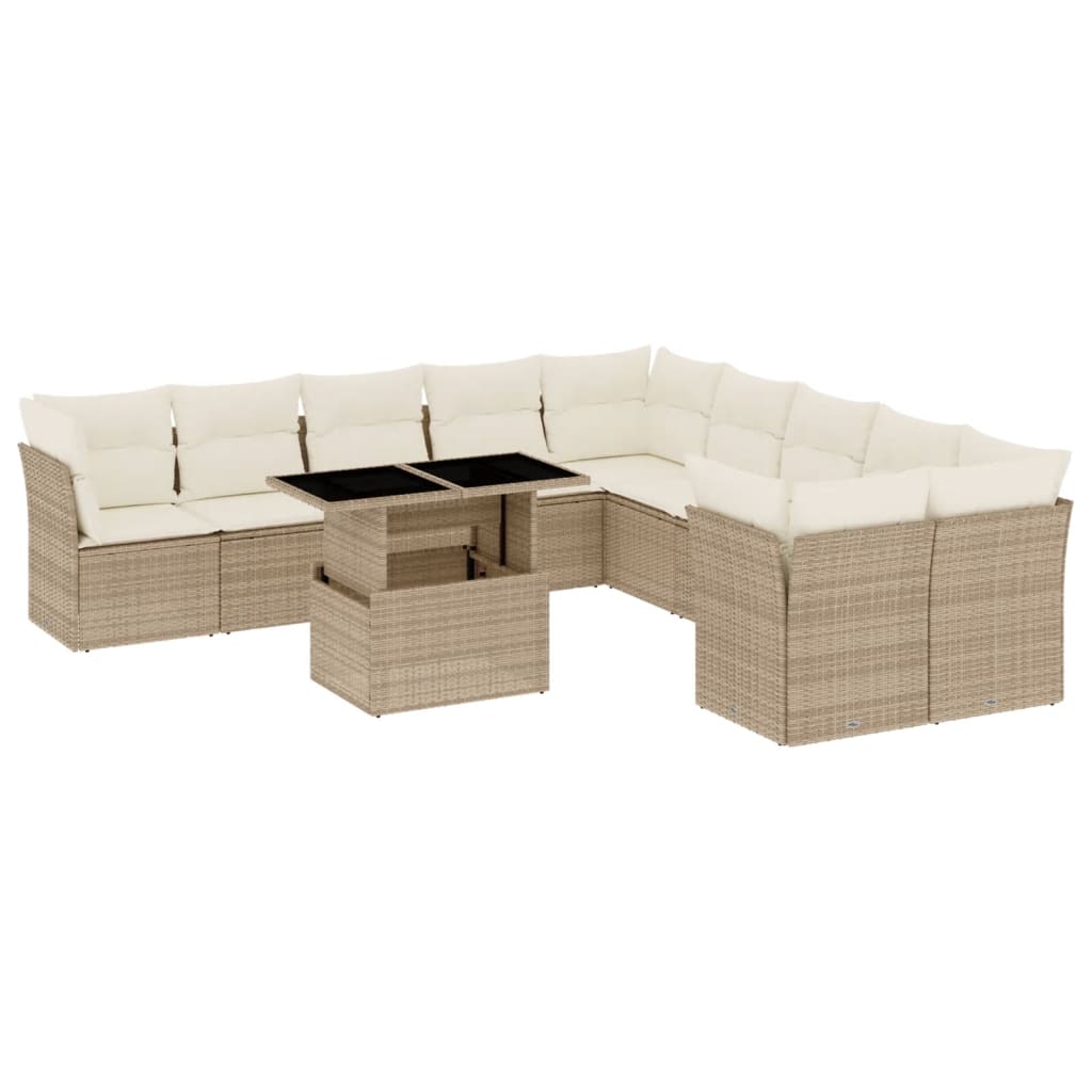 Salon de jardin 11 pcs avec coussins beige résine tressée Salons de jardin vidaXL