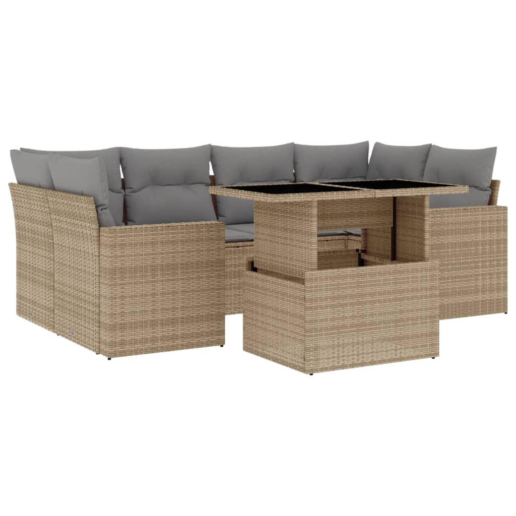 Salon de jardin avec coussins 7 pcs beige résine tressée Salons de jardin vidaXL