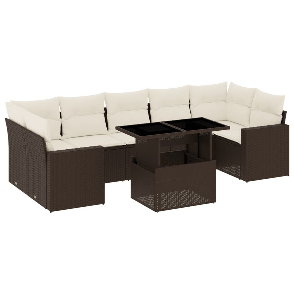 Salon de jardin 8 pcs avec coussins marron résine tressée Salons de jardin vidaXL