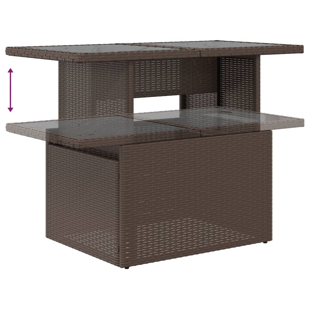 Ensemble de canapé de jardin 5 pcs avec coussins marron résine tressée