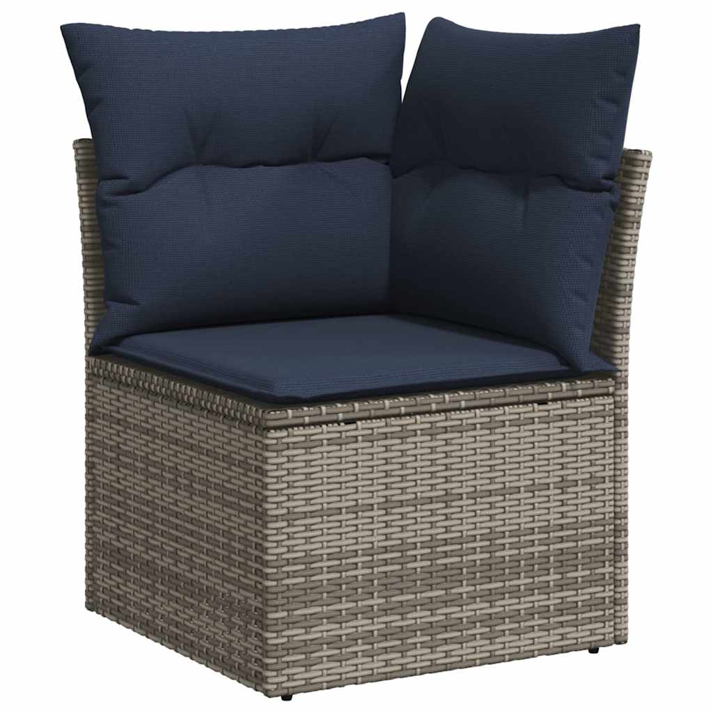 Ensemble de canapé de jardin 8 pcs avec coussins gris résine tressée