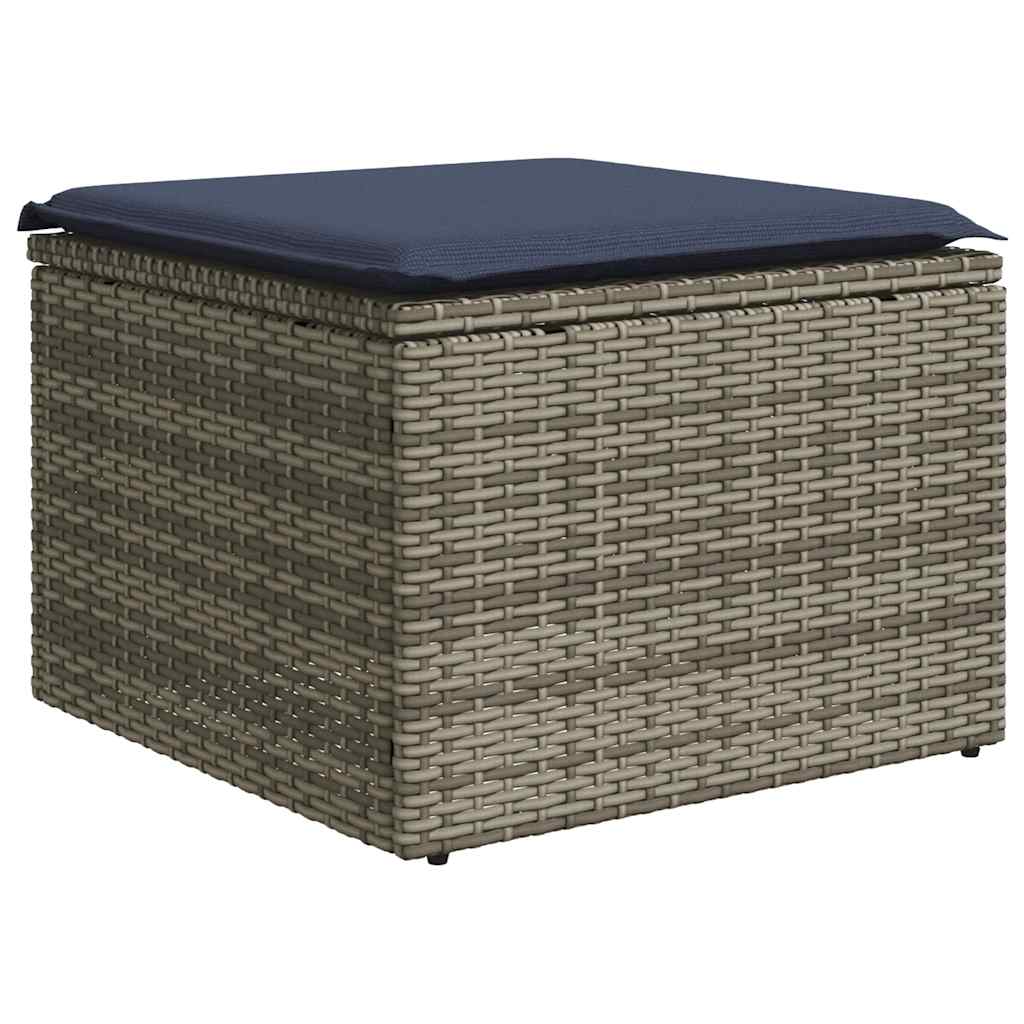 Ensemble de canapé de jardin 9 pcs avec coussins gris résine tressée