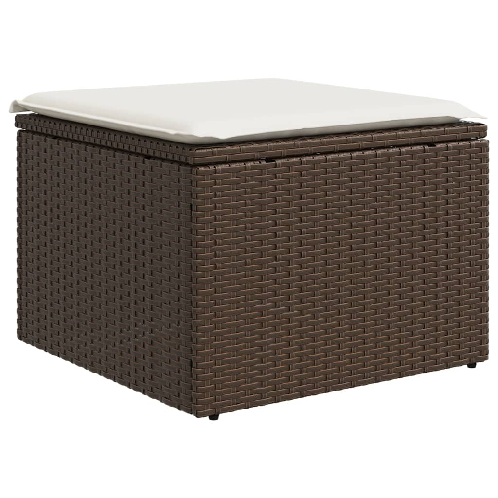Salon de jardin 8 pcs avec coussins marron résine tressée