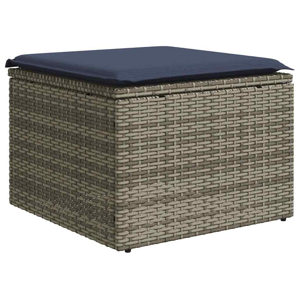 Ensemble de canapé de jardin 9 pcs avec coussins gris résine tressée