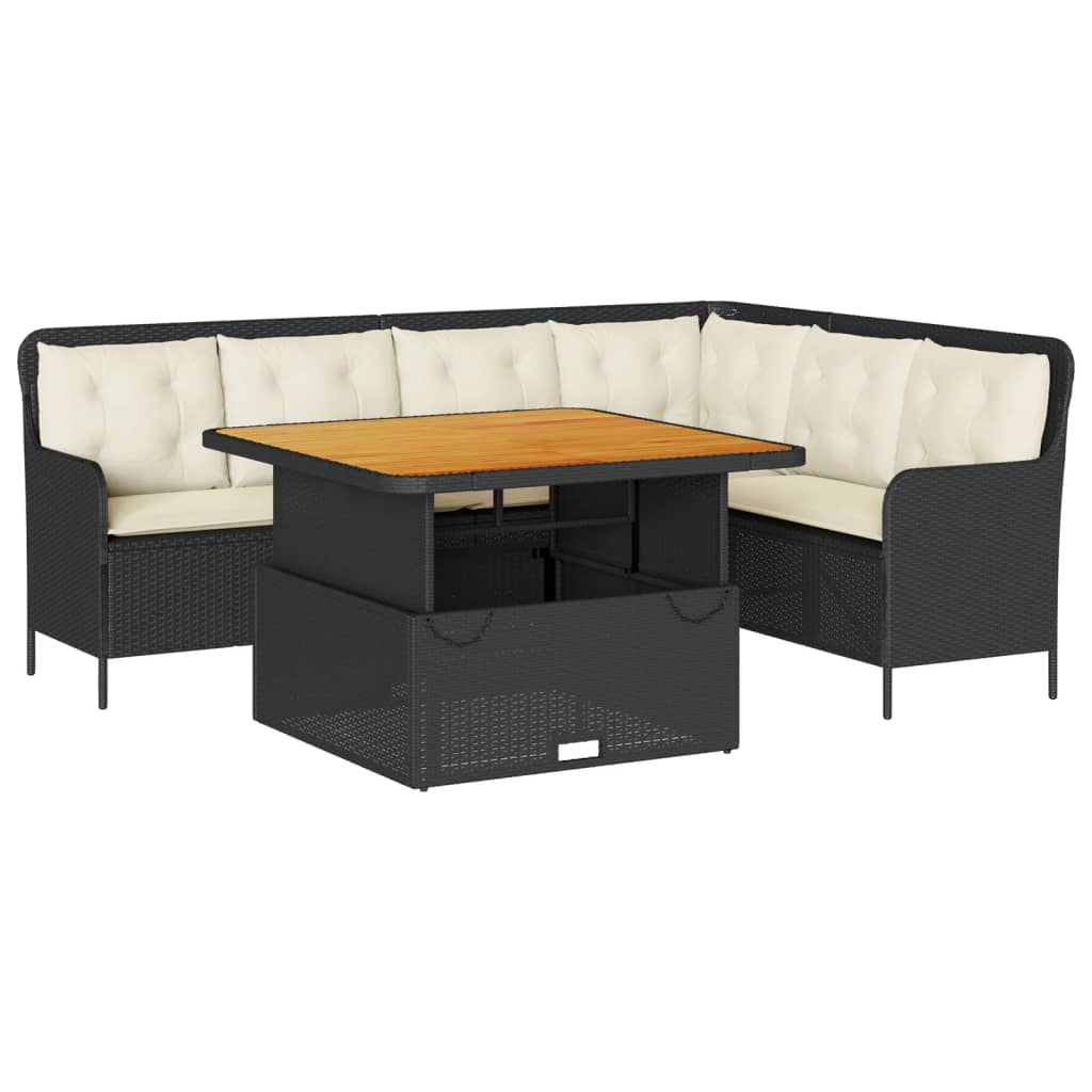Canapés de jardin 2 pcs avec coussins Noir Résine tressée