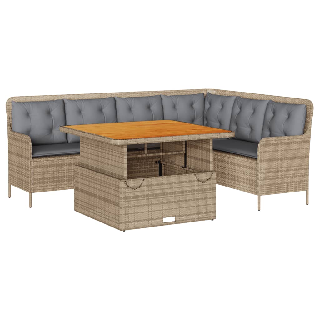 Salon de jardin avec coussins 2 pcs beige résine tressée