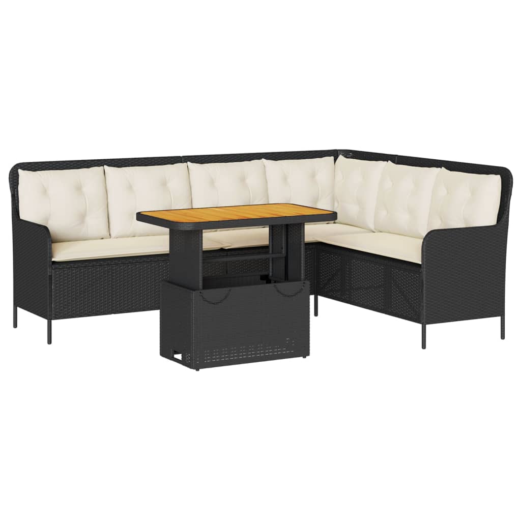 Canapés de jardin 2 pcs avec coussins Noir Résine tressée