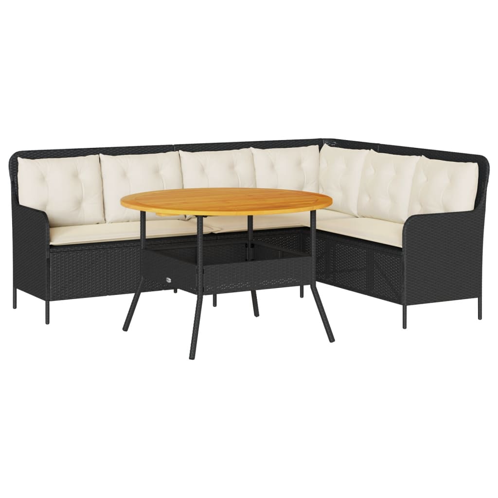 Canapés de jardin 2 pcs avec coussins Noir Résine tressée