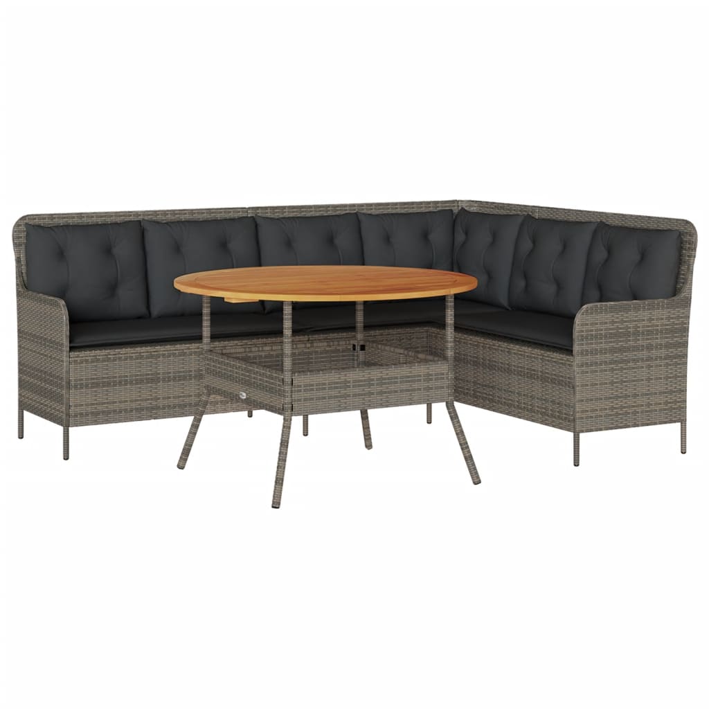 Salon de jardin 2 pcs avec coussins Gris Résine tressée