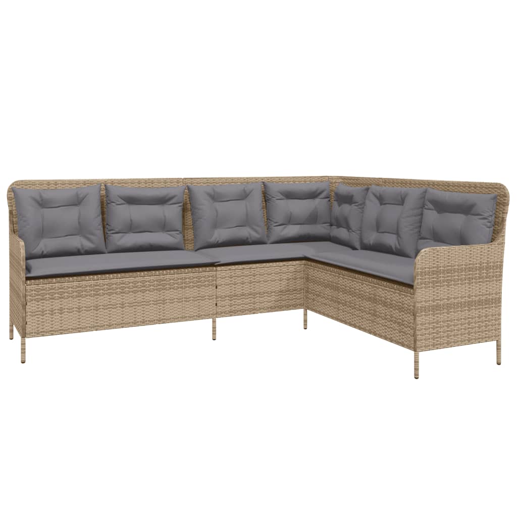 Salon de jardin avec coussins 2 pcs beige résine tressée