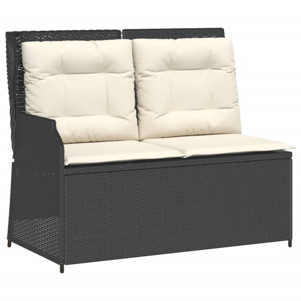 Salon de jardin 3 pcs avec coussins Noir Résine tressée