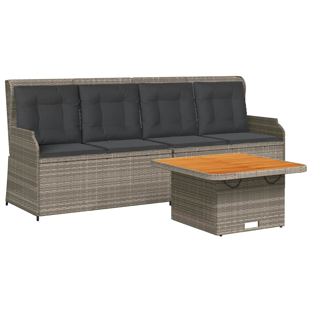 Salon de jardin 3 pcs avec coussins Gris Résine tressée
