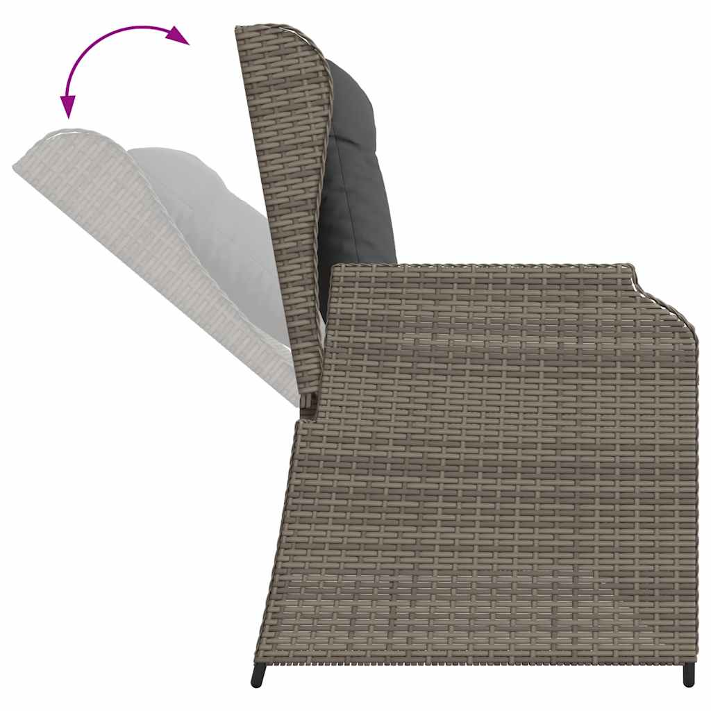 Salon de jardin 3 pcs avec coussins Gris Résine tressée