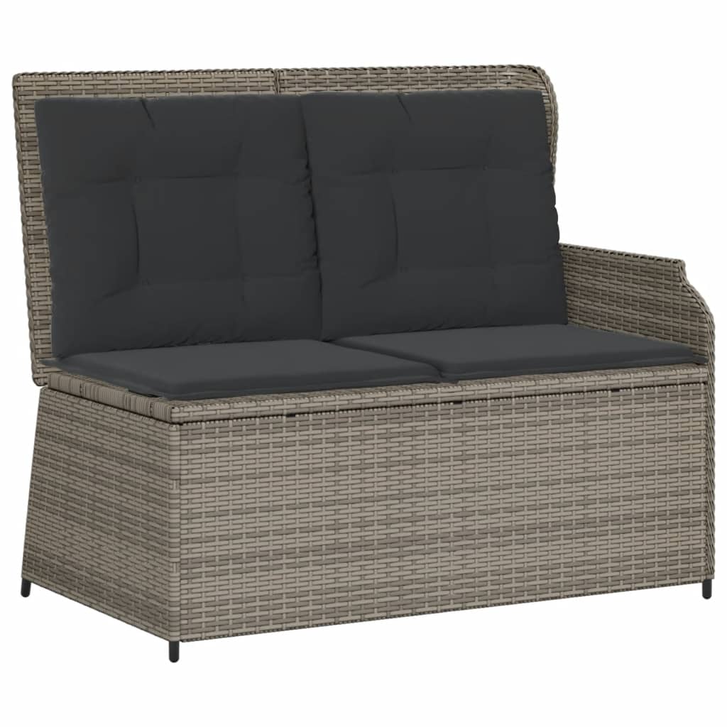 Salon de jardin 4 pcs avec coussins Gris Résine tressée