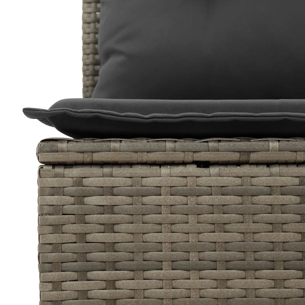 Salon de jardin 4 pcs avec coussins Gris Résine tressée