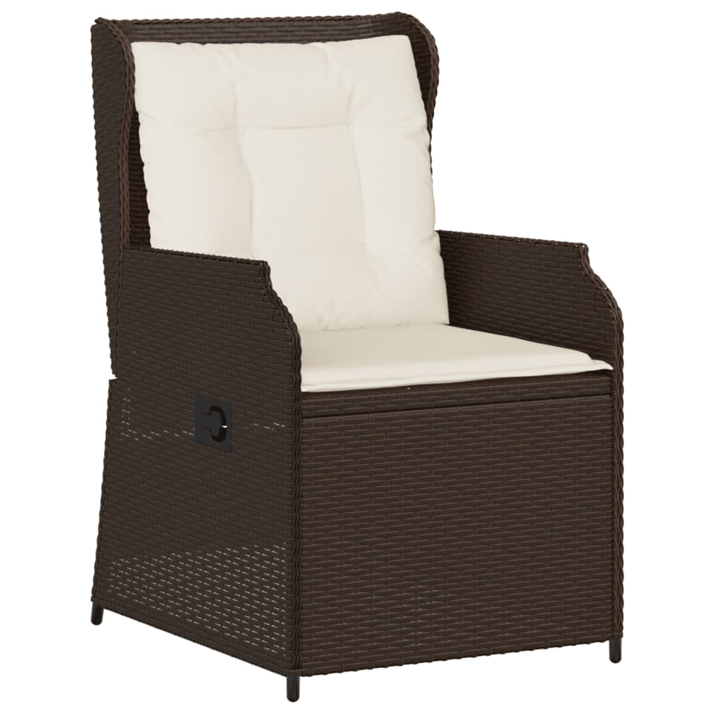 Salon de jardin 5 pcs avec coussins Marron Résine tressée