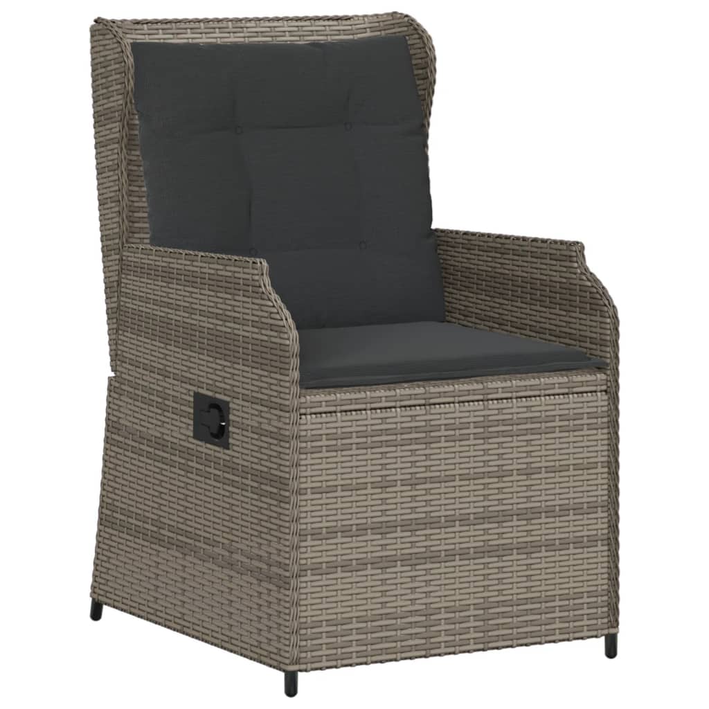 Salon de jardin 5 pcs avec coussins Gris Résine tressée