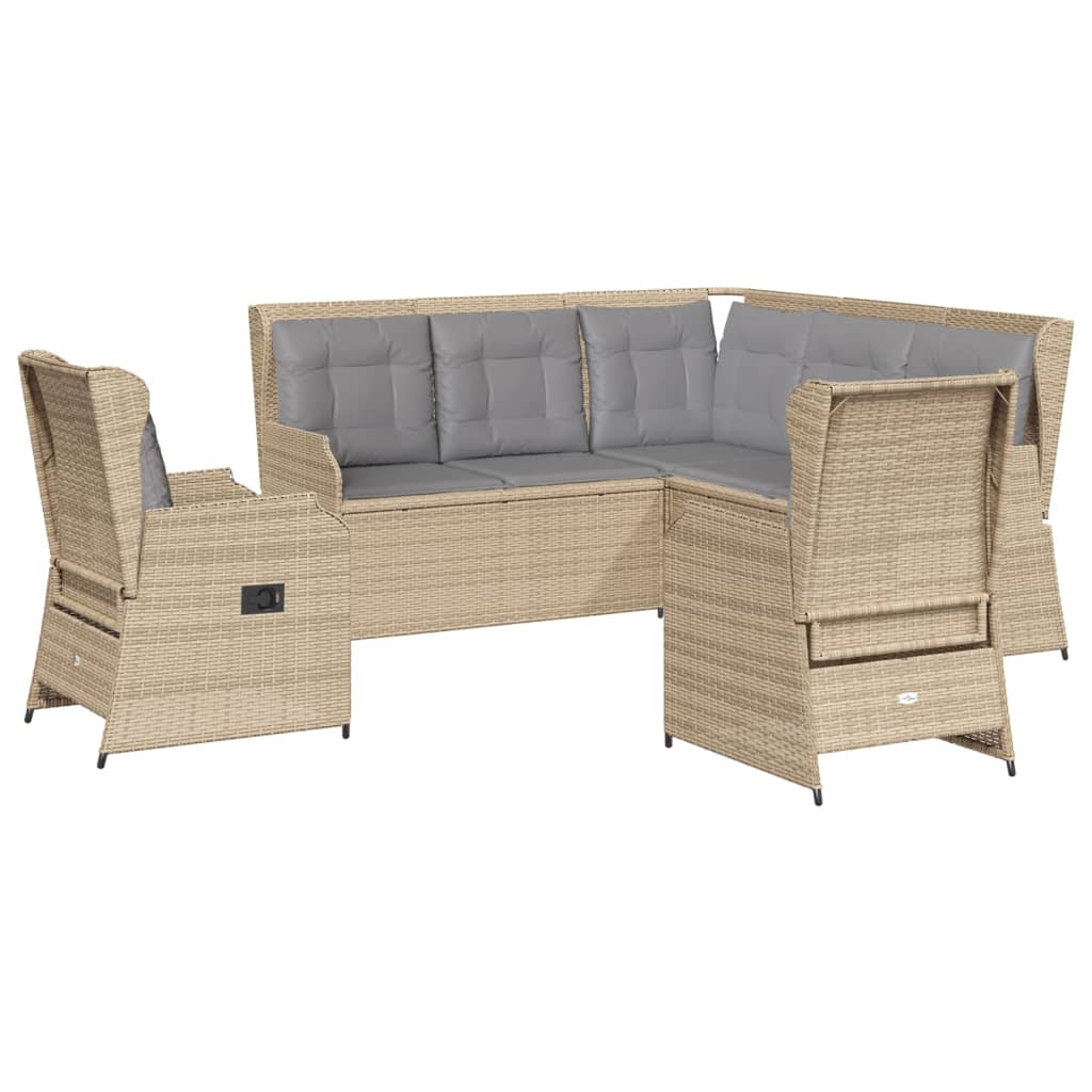 Salon de jardin avec coussins 5 pcs beige résine tressée
