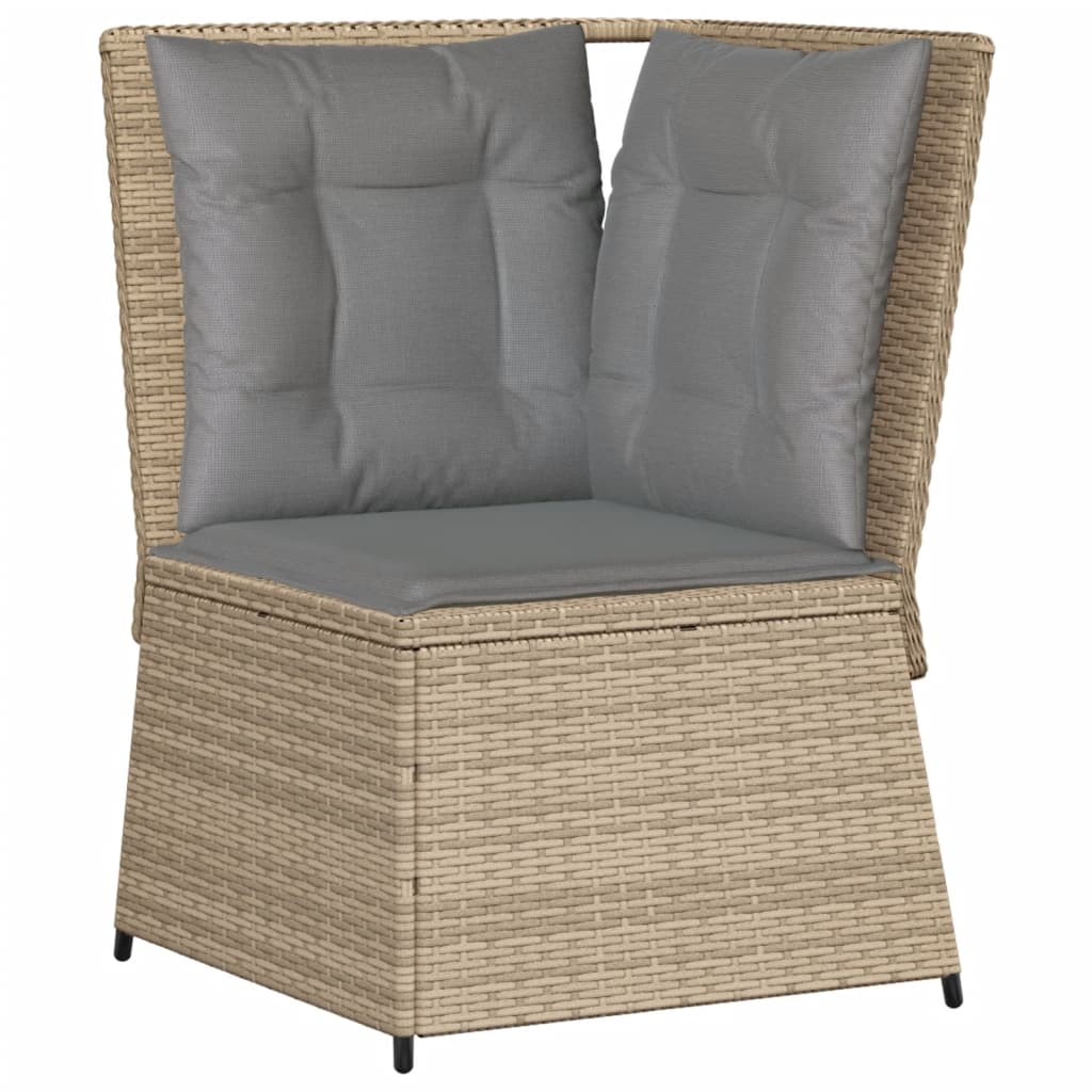 Salon de jardin avec coussins 5 pcs beige résine tressée